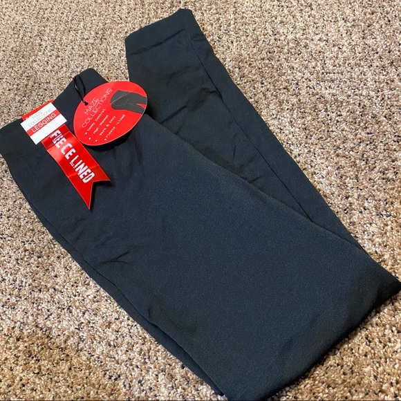 Maze Collection Pants - NWT Fleece Lined Leggings Black Tummy Cont…